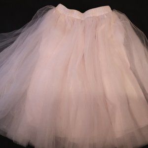 Women's Tulle Skirt Tea Length High Waist Midi Skirt Tutu Light Pink Belted